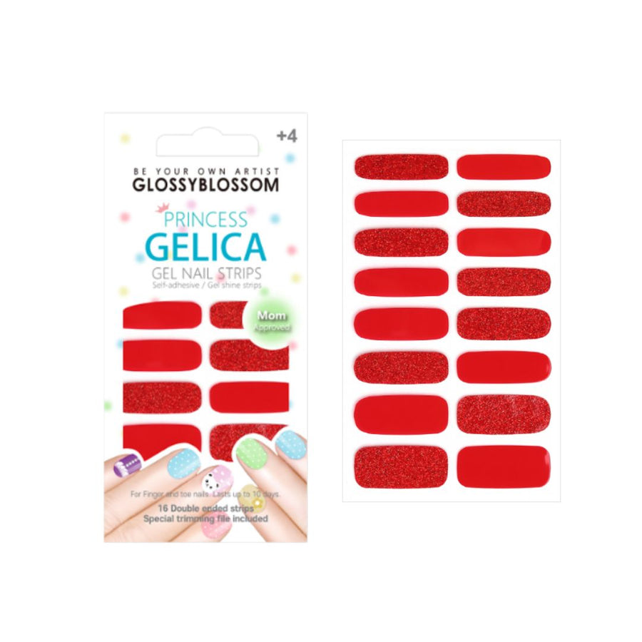 glossy blossom - princess gelica - gel nail strips - red velvet - la cosmetique australia