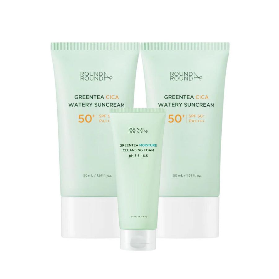 Round A'round Greentea Cica Moisture Sunscreen Bundle La Cosmetique Australia