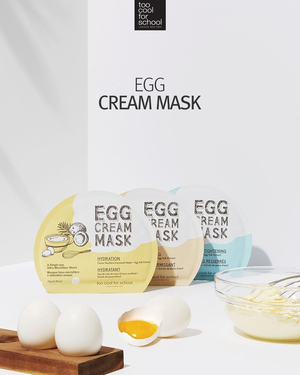 Perfect Sheet Masks For Winter: Too Cool For School Egg Cream Masks