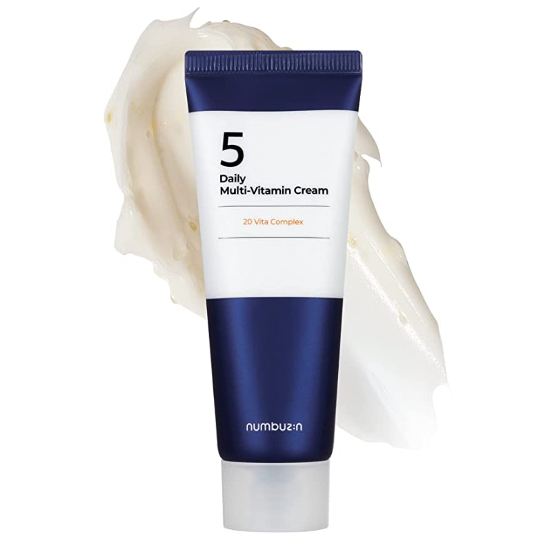 Numbuzin No.5 Daily Multi-Vitamin Face Moisturizer in 60ml jar, showing creamy texture and vibrant packaging.