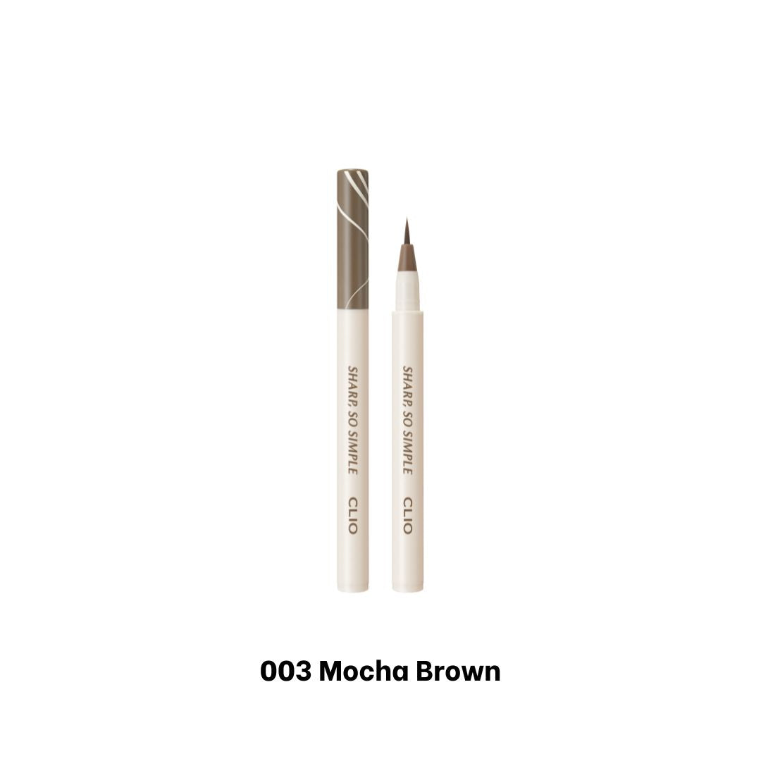 Clio Sharp So Simple Shade Brush Liner in mocha brown liquid eyeliner with precise brush tip, perfect for defined eye looks.