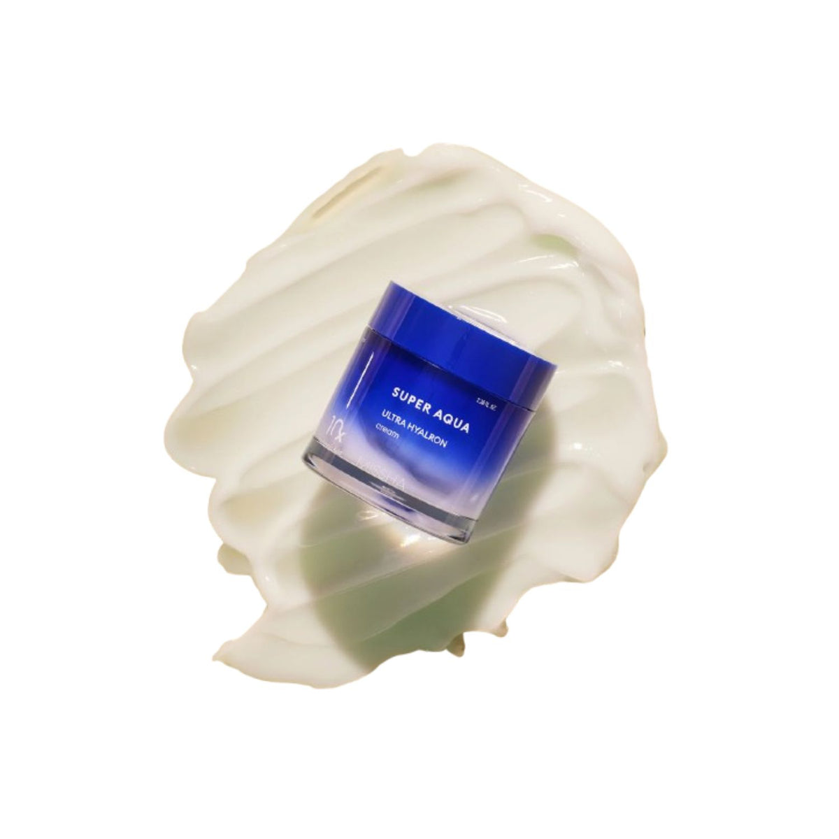 Missha Super Aqua Ultra Hyalron face moisturizer in 20ml jar, showing the cream's smooth, hydrating texture and packaging.