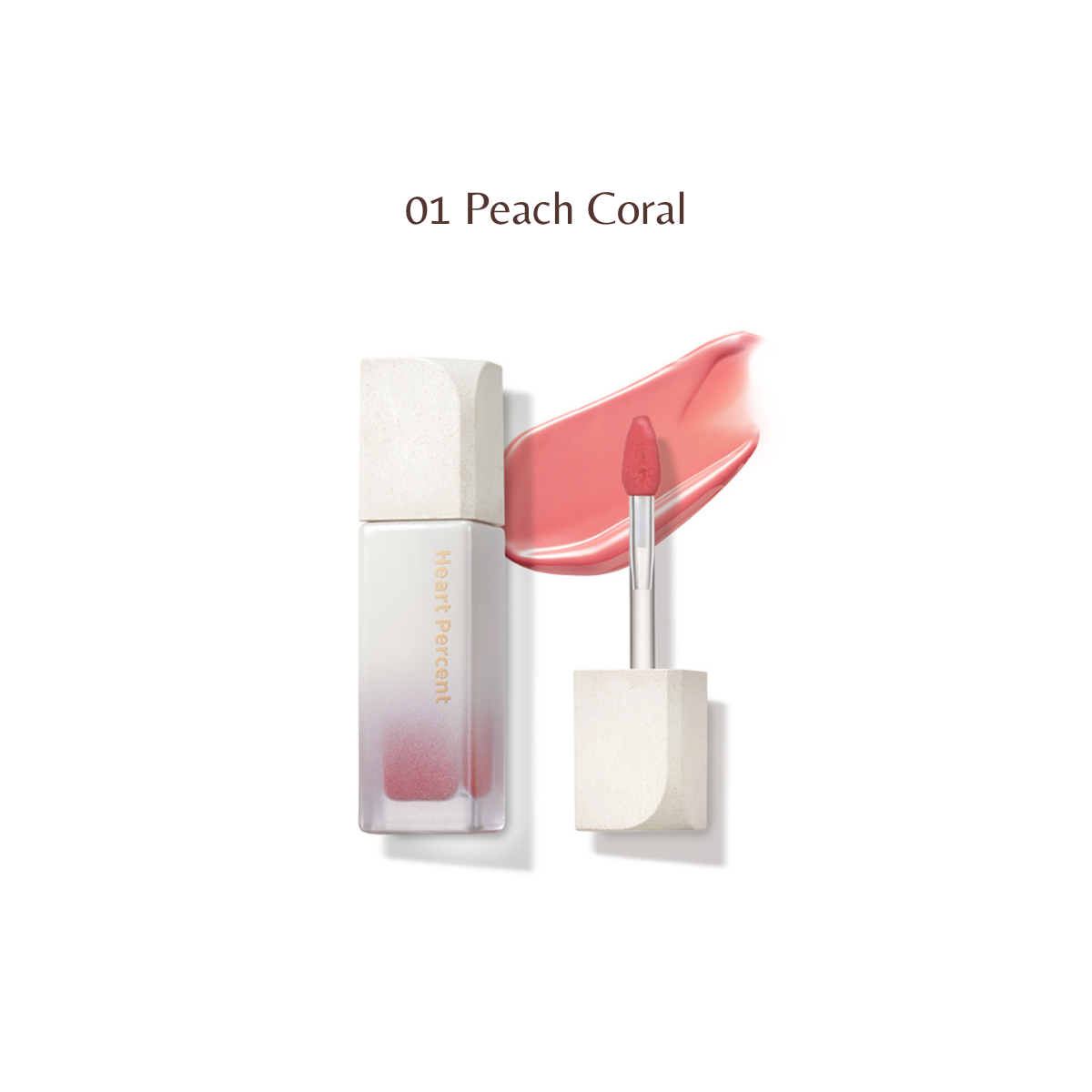 Heart Percent Dote on Mood Pure Glow Tint lip tint in 14 colors, showing a close-up of the tinted lips with a natural glow.