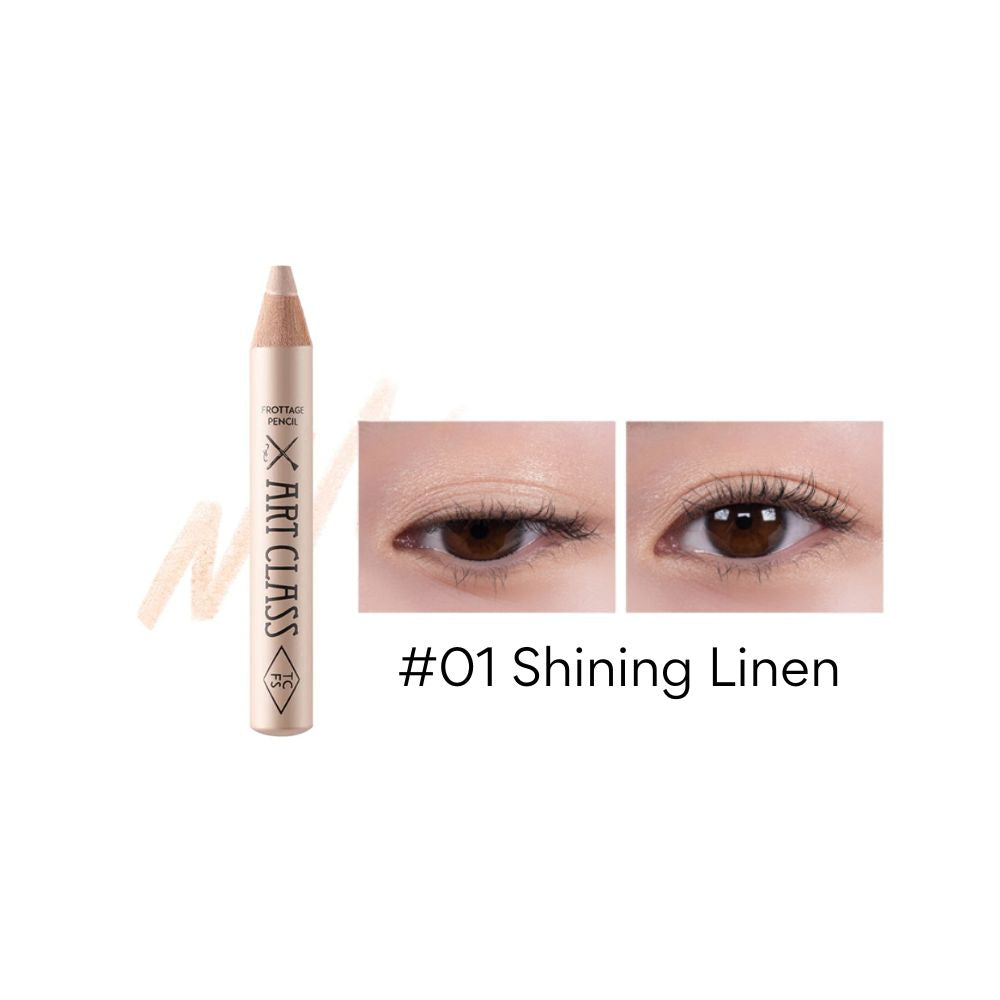 Too Cool For School Artclass Frottage Eyeshadow pencil in a sleek, natural close-up showing the product's design and color.