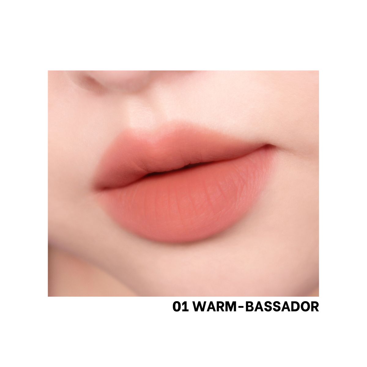 Peripera Over Blur Tint Lip Tint in Warm-Bassador shade, showing smooth, natural-looking lip color with a blurred finish.