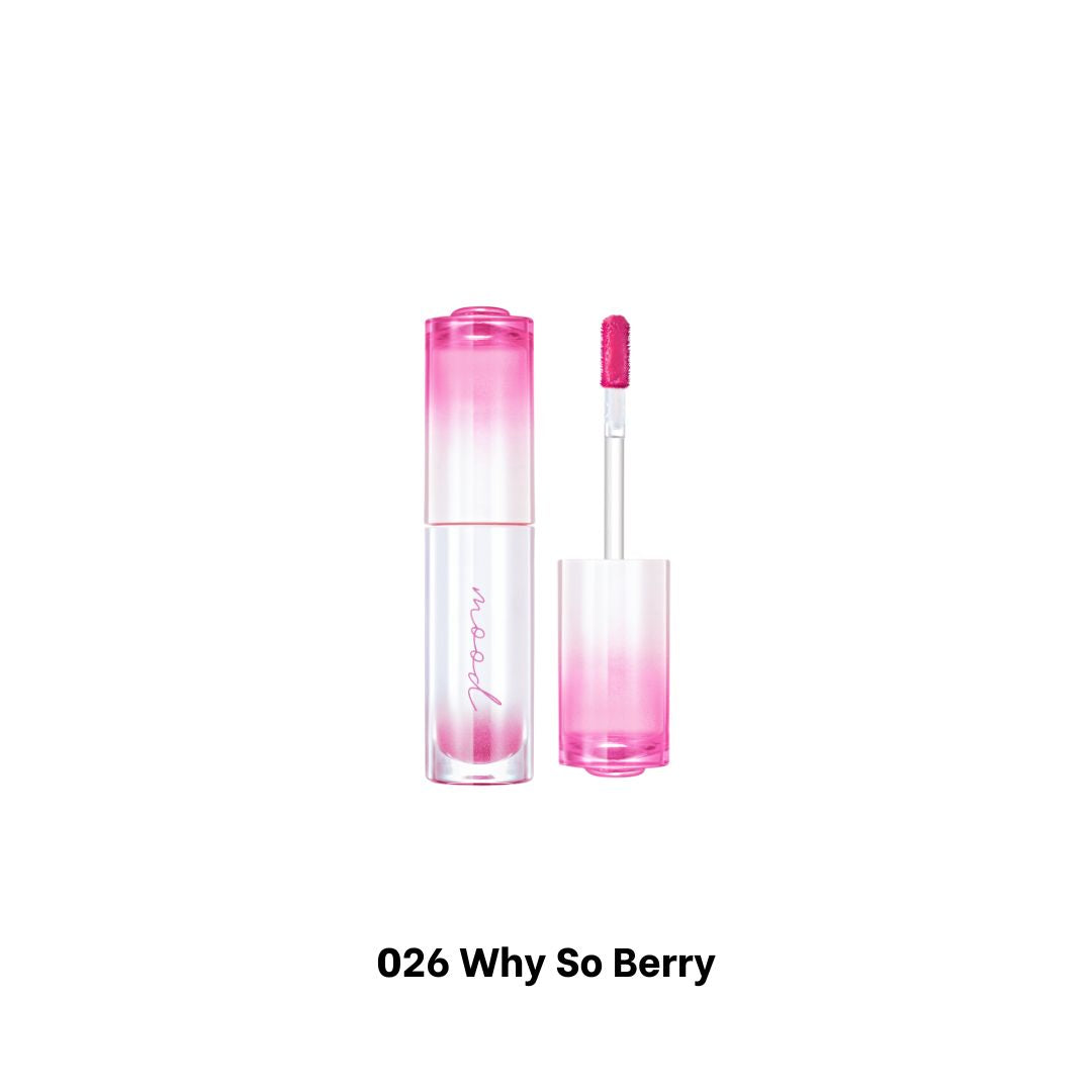 Peripera Ink Mood Glowy Tint Soda Cafe Version in 026 Why So Berry, a vibrant lip tint with a glossy finish and berry shade.