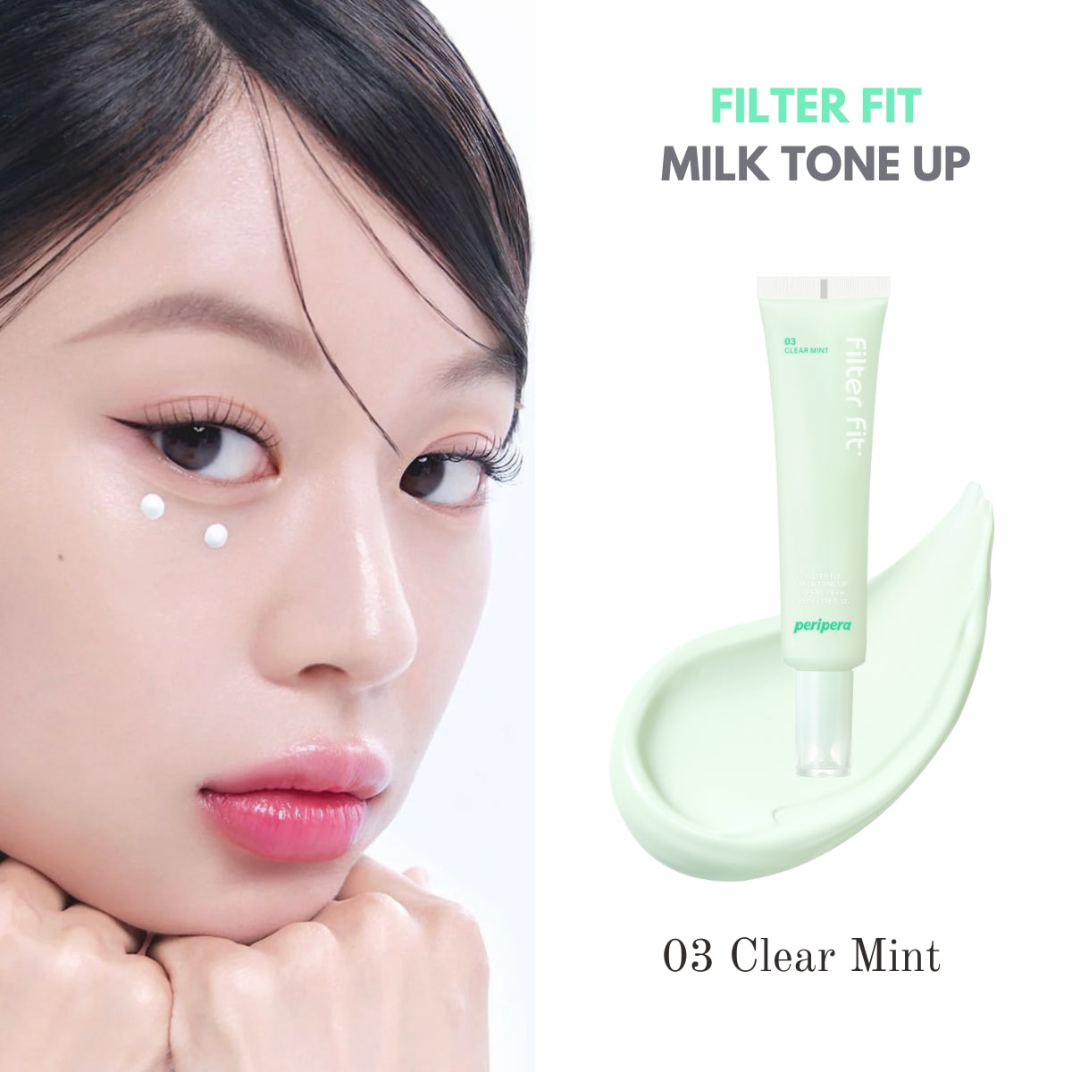 Peripera Filter Fit Milk Tone Up tone-up cream in a jar showing smooth, creamy texture and light beige color.