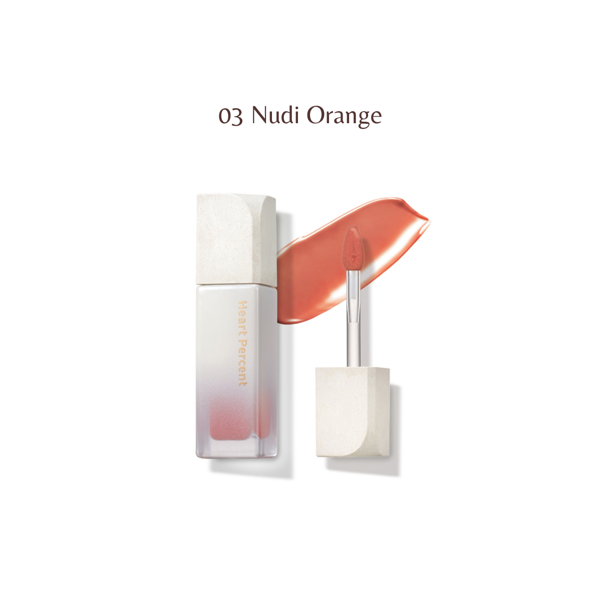 Heart Percent Dote on Mood Pure Glow Lip Tint in shade 03, showing a close-up of the tinted lips with a glossy finish.