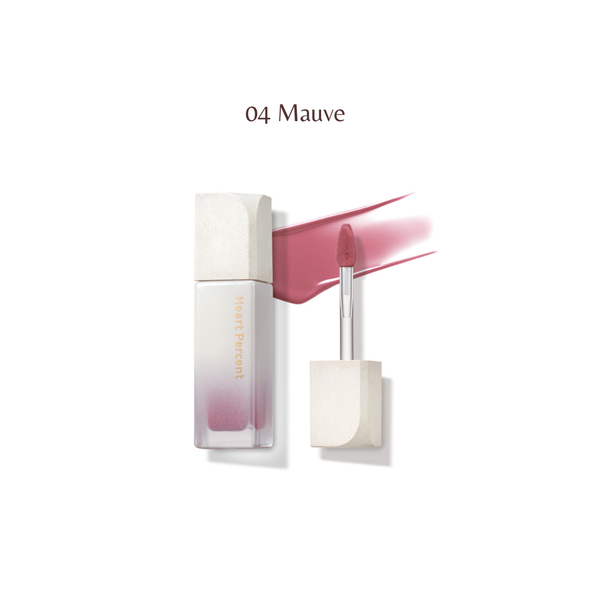 Heart Percent Dote on Mood Pure Glow Lip Tint in shade 04, showing a close-up of the tinted lips with a glossy finish.