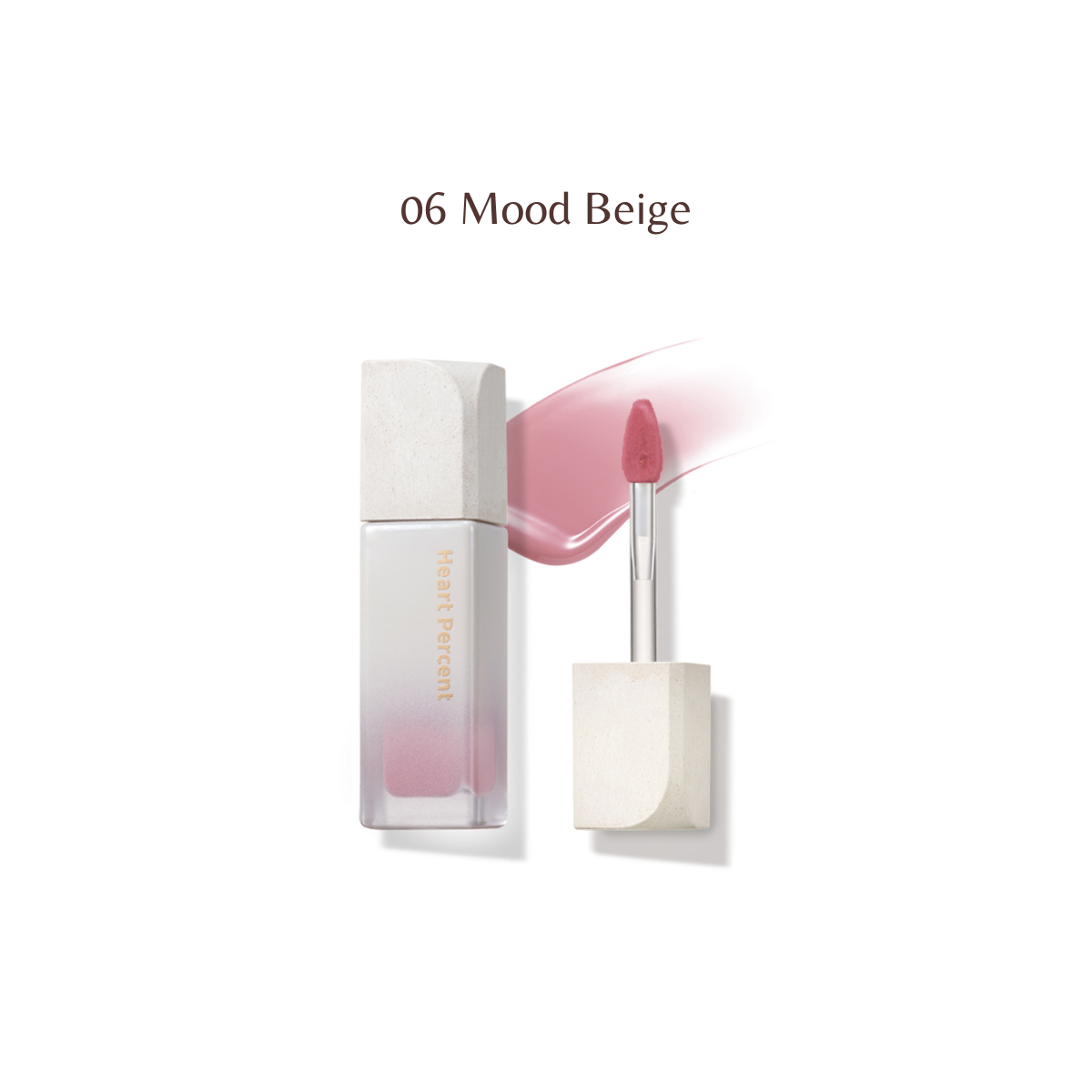 Heart Percent Dote on Mood Pure Glow Lip Tint with 14 vibrant colors, showcasing a close-up of the tinted lips.