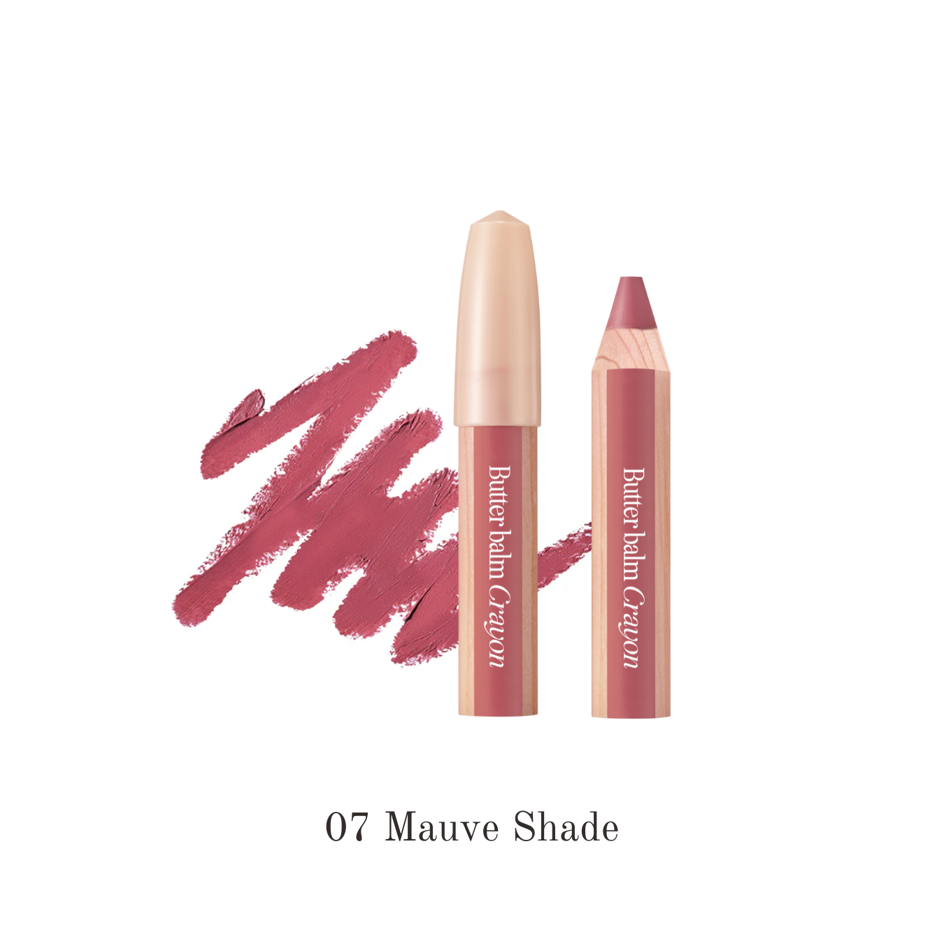 Clio Butter Balm Crayon lipstick in Mave Shade, showing the smooth, creamy lip color product in a sleek crayon form.