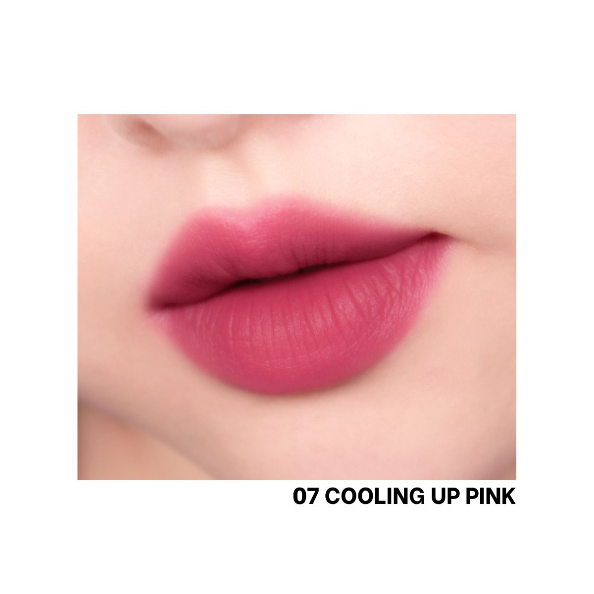 Peripera Over Blur Tint in Cooling Up Pink, a vibrant lip tint with a smooth, glossy finish showing on lips.