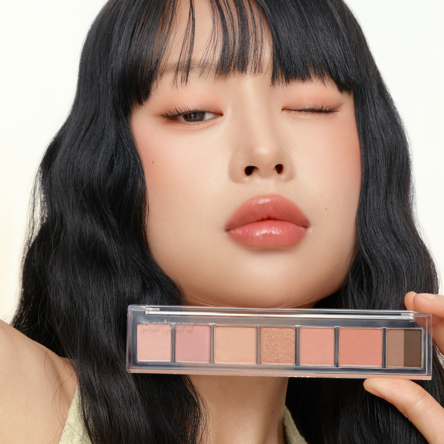 Peripera All Take Mood Palette eyeshadow palette with multiple shades in a sleek compact, featuring neutral and vibrant colors.