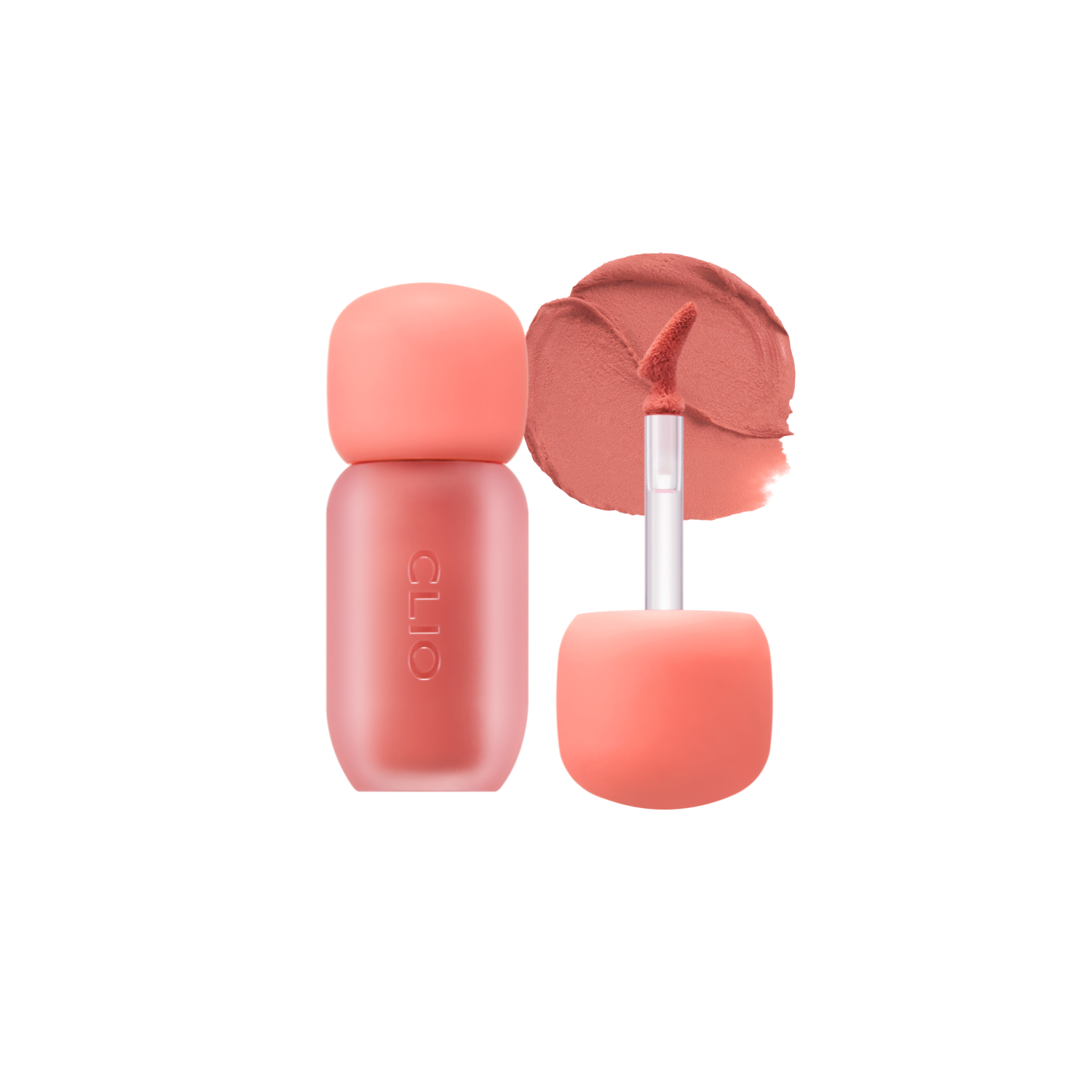Clio Volumate Blur Tint lip tint in 8 shades, showing a close-up of the smooth, tinted lips with natural color finish.