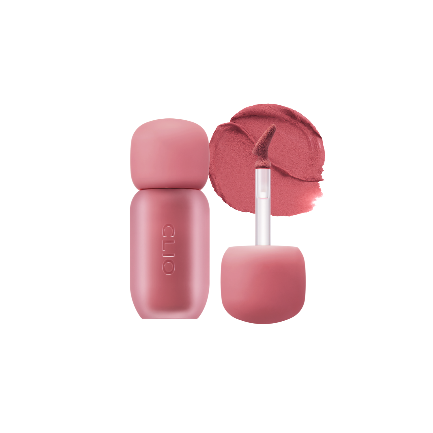 Clio Volumate Blur Tint lip tint in 8 shades, showing a close-up of the tinted lips with a smooth, blurred finish.