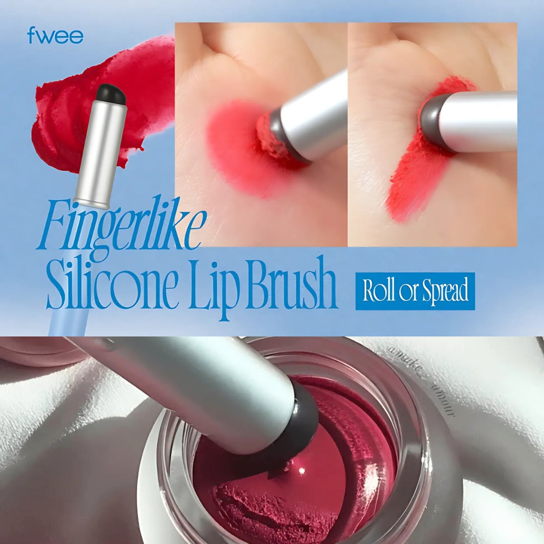 Fwee fingerlike silicone lip brush for precise lip makeup application, with soft, flexible bristles and ergonomic design.