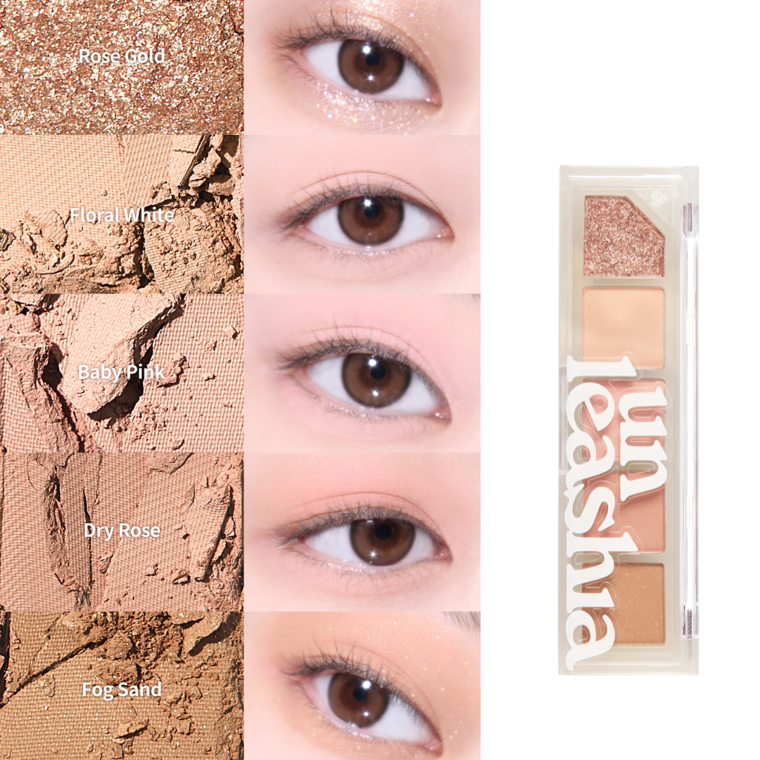 Unleashia Mood Shower Eye Palette with colorful eyeshadow shades arranged in a compact palette for creative eye makeup looks.