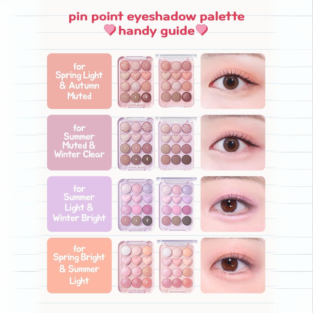 Colorgram Pin Point Eyeshadow Palette featuring ten vibrant and neutral shades in a sleek compact for versatile eye makeup.