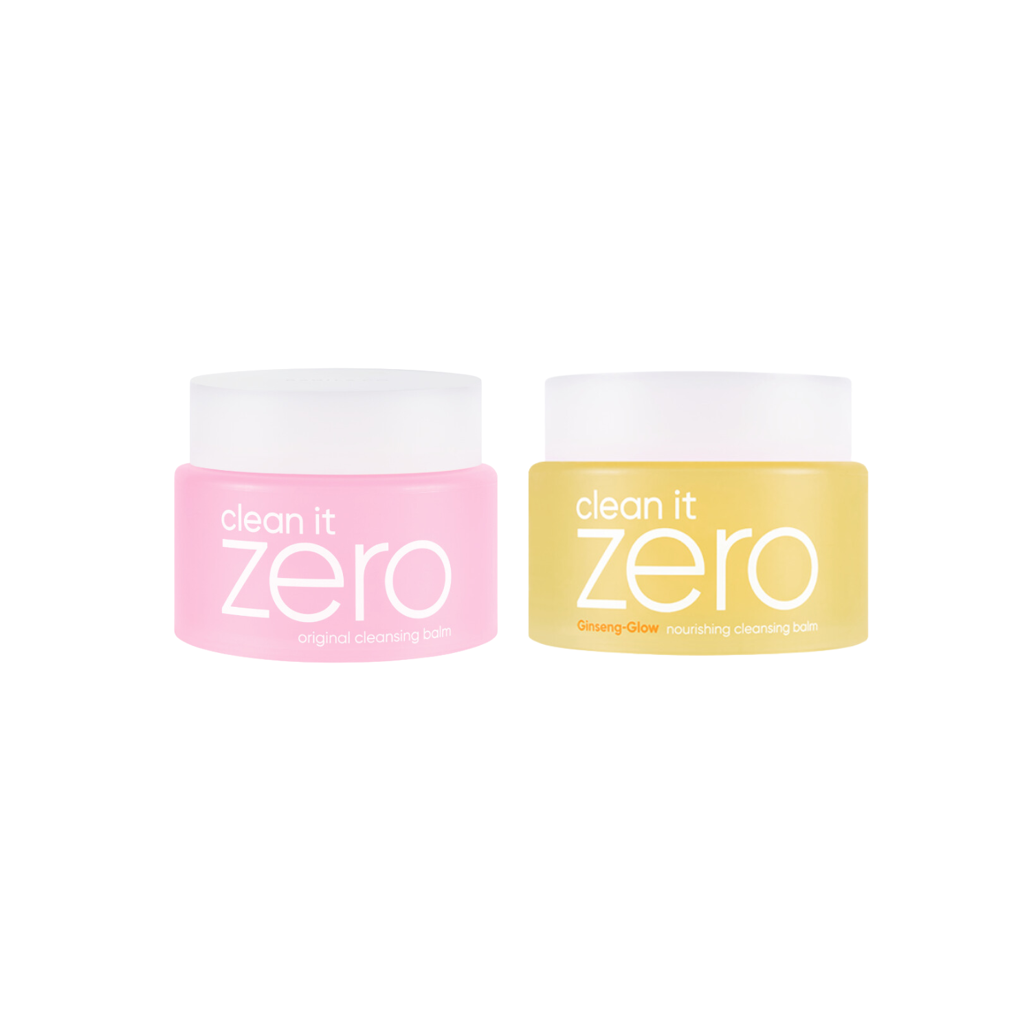 Banila Co Clean It Zero Cleansing Balm Original and Nourishing bundle in 100ml jars, featuring gentle makeup remover and skincare balm.