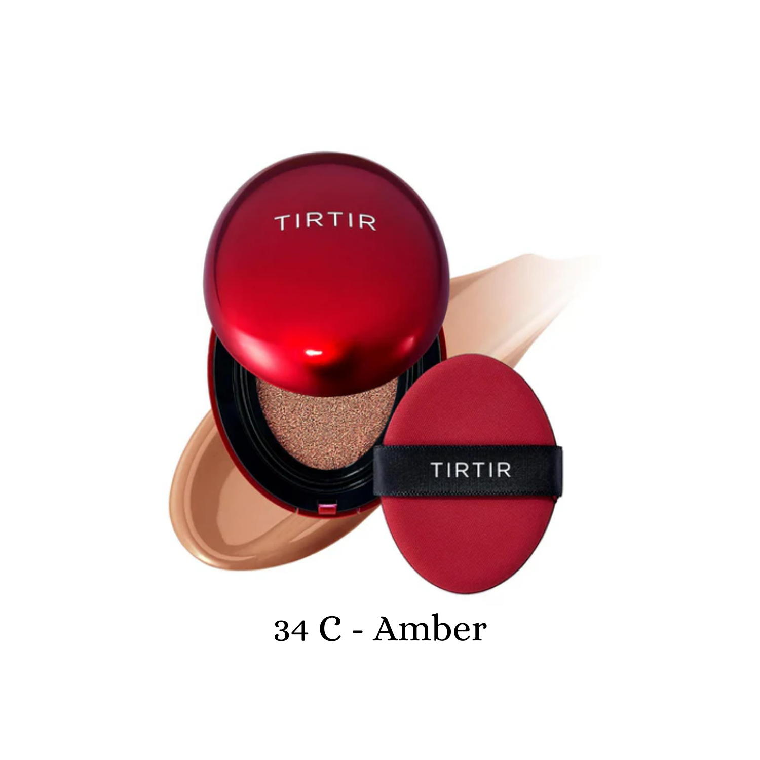 TIRTIR Mask Fit Red Cushion foundation in a compact with a mirror and applicator, designed for smooth, luminous skin.