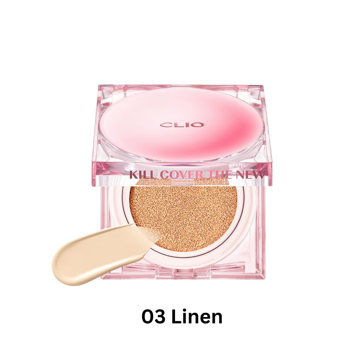 Clio Kill Cover The New Founwear Cushion foundation in a compact with fruity design, showcasing the product's packaging and texture.