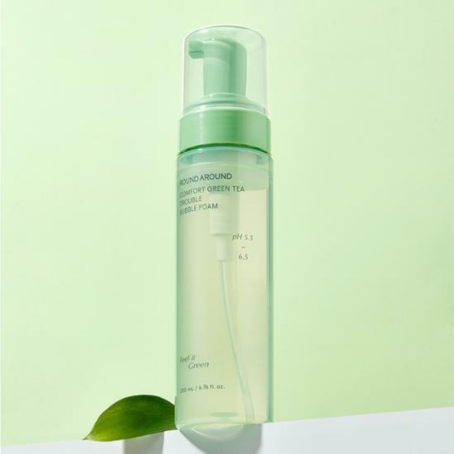 ROUND A’ROUND Comfort Green Tea Trouble Bubble Foam 200ml - Shop K-Beauty in Australia