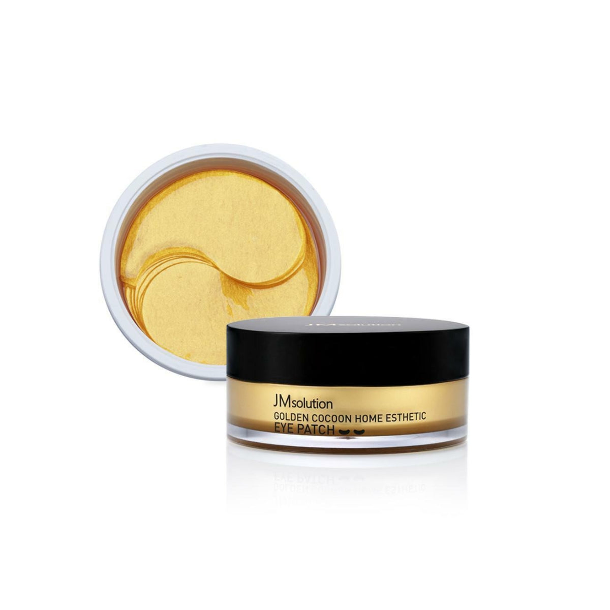 JMsolution Golden Cocoon Home Esthetic Eye Patch showing 60 gold-colored eye patches on a white background.