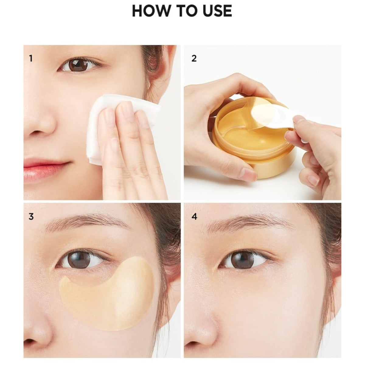 JMsolution Golden Cocoon Home Esthetic Eye Patch, 60pcs, showing the golden, hydrating eye patches on a clear background.