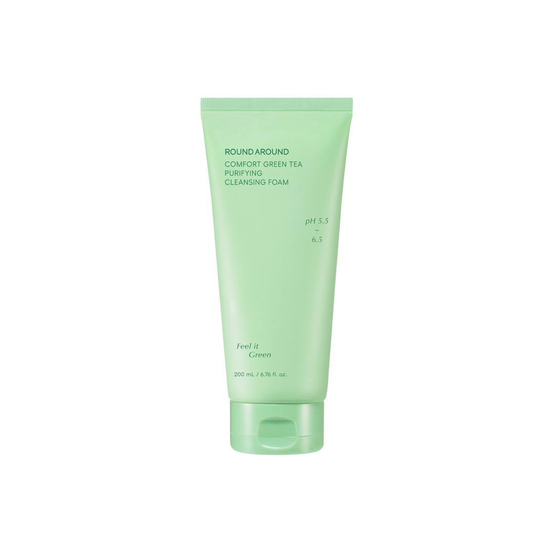 ROUND A’ROUND Comfort Green Tea Purifying Cleansing Foam 200ml - Shop K-Beauty in Australia