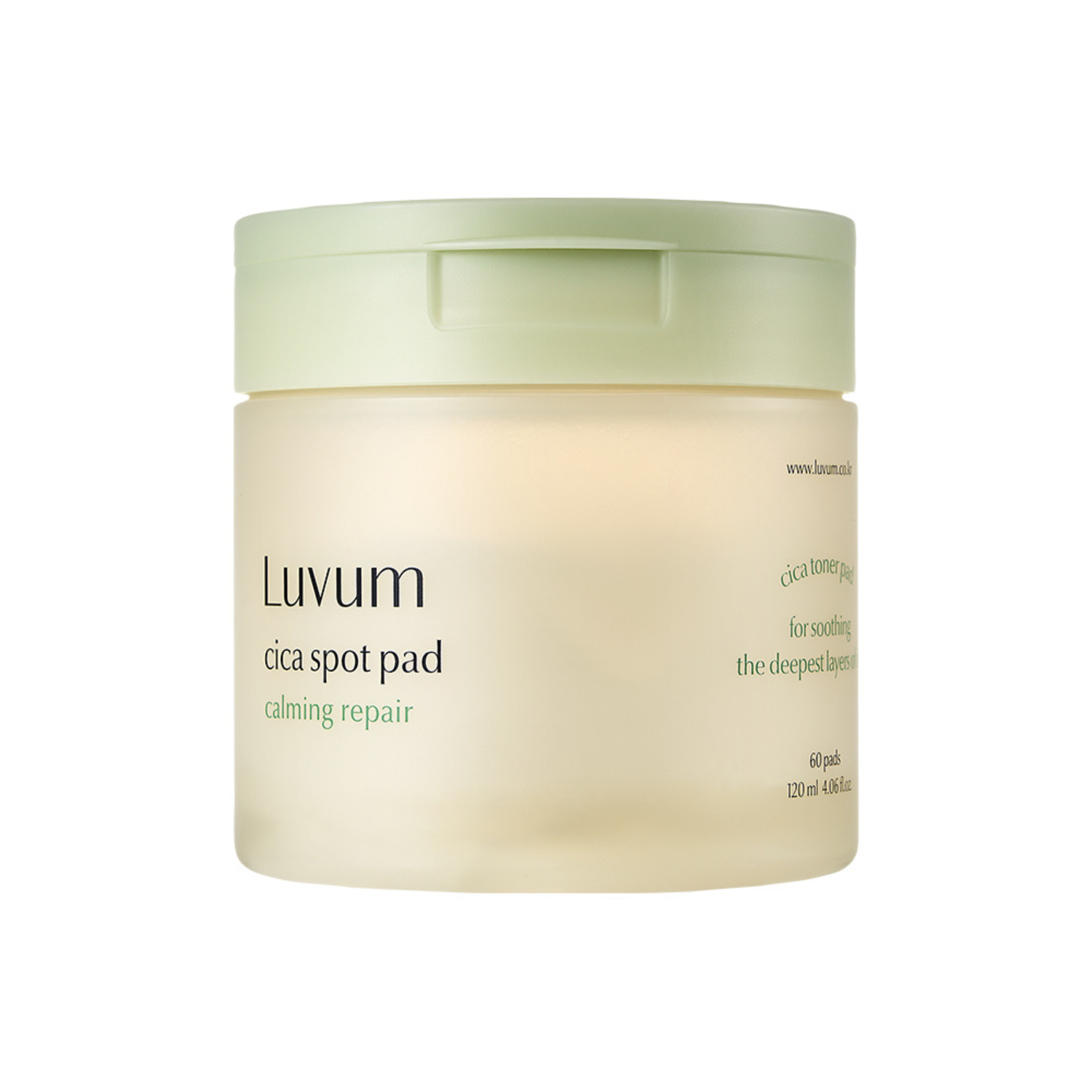 Luvum Calming Repair Cica Spot Pad bundle showing three soothing skincare pads with gentle, calming ingredients for skin repair.