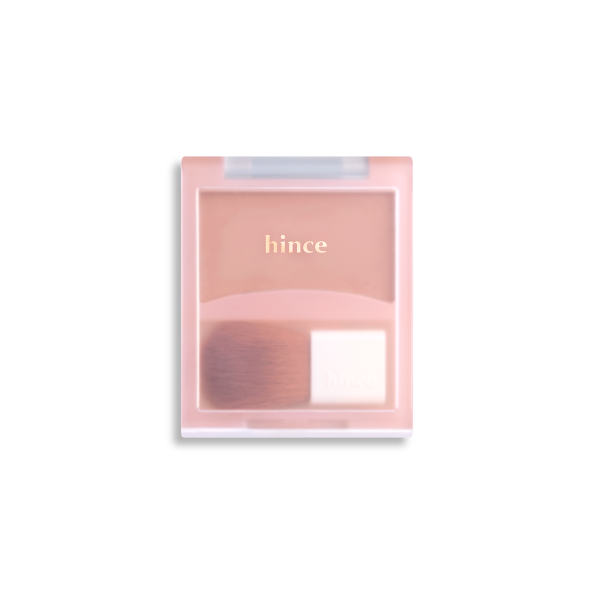 Hince Hug Layer Cheek Blush in soft pink shade, showing a compact blush with a smooth, blended application on a model's cheek