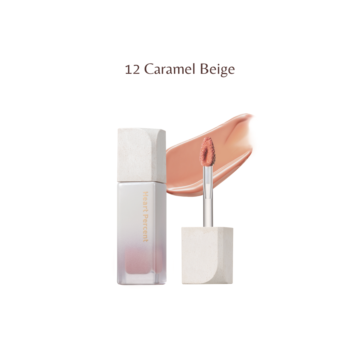 Heart Percent Dote on Mood Pure Glow Tint lip tint in a vibrant shade, showcasing the smooth, glossy texture in 14 color options.