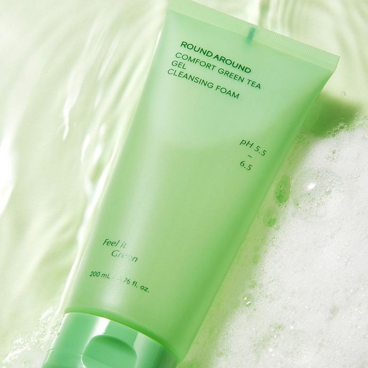 ROUND A’ROUND Comfort Green Tea Gel Cleansing Foam 200ml - Shop K-Beauty in Australia