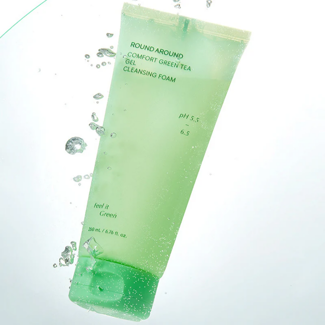 ROUND A’ROUND Comfort Green Tea Gel Cleansing Foam 200ml - Shop K-Beauty in Australia