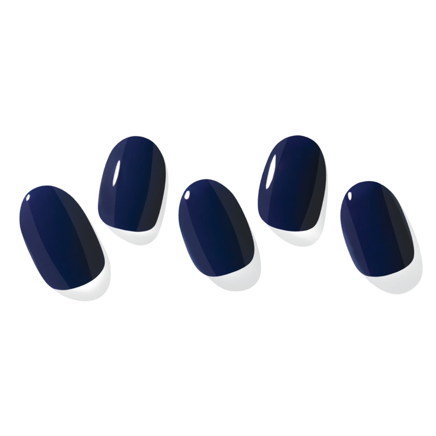 Semi-cured gel nails in N Royal Navy by Ohora, featuring a sleek navy blue nail design with a glossy finish.