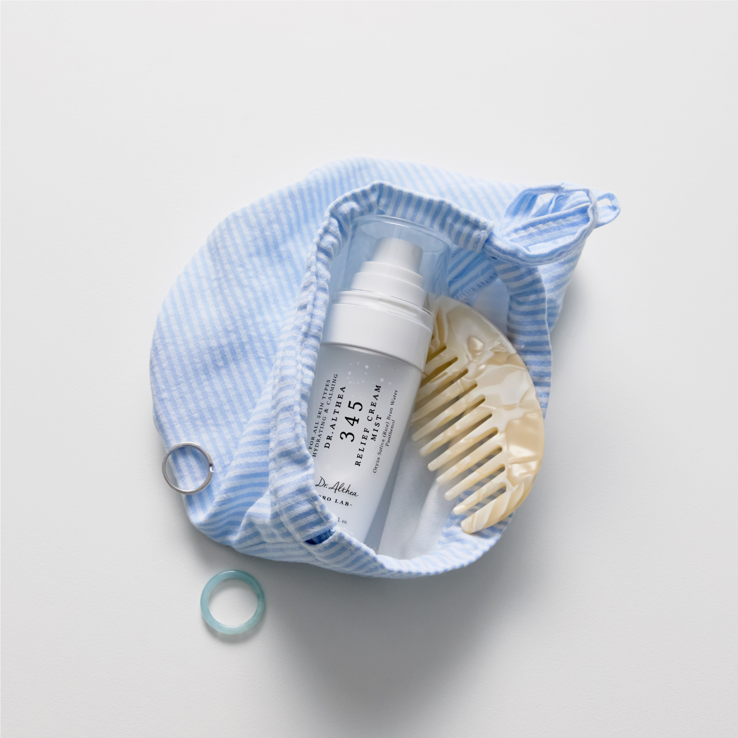 Dr. Althea 345 Relief Cream Mist 60ml face mist bottle with a clear spray nozzle and minimalist design.