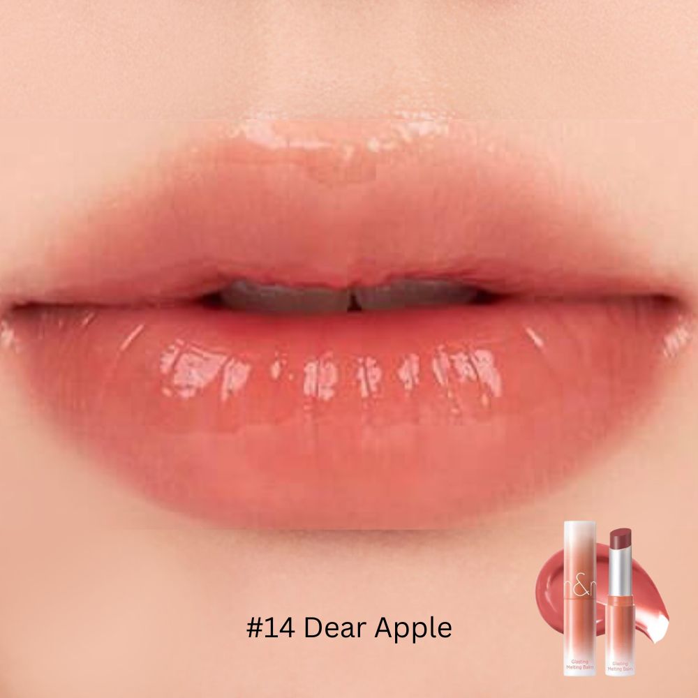Rom&nd Glasting Melting Balm lipstick in a sleek tube, showcasing a smooth, glossy finish and vibrant color.