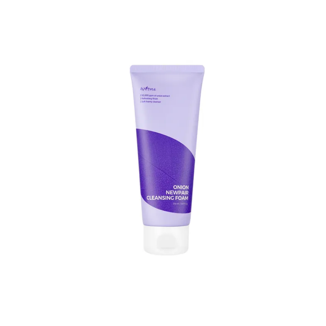 Isntree Onion Newpair Cleansing Foam in 150mL tube, gel and foam cleanser with onion extract for gentle skin cleansing.