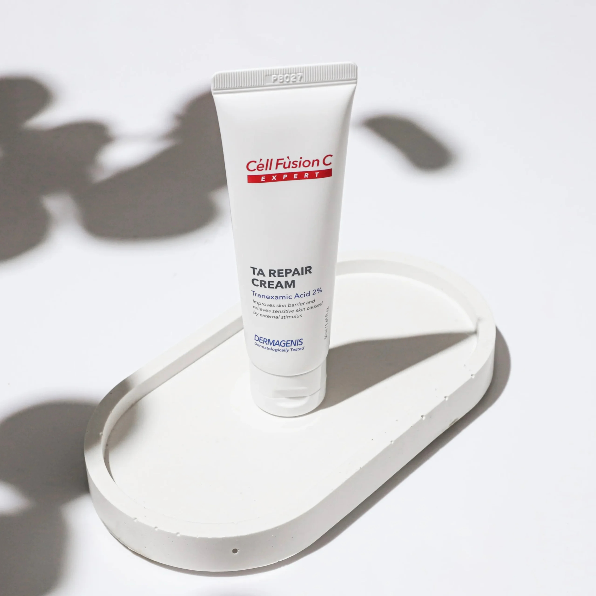 Cell Fusion C Expert TA Repair Cream 50ml face moisturizer in a white jar with a blue lid and label, designed for skin repair.