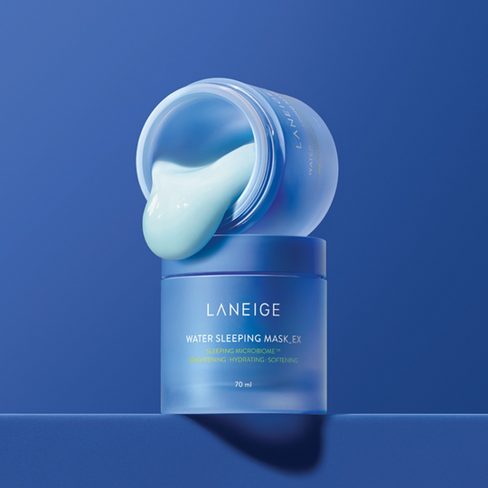 Laneige Water Sleeping Mask EX in a 70ml jar, showcasing the hydrating sleeping and leave-on skincare product.