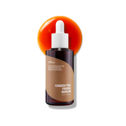 Isntree Green Tea Fresh Serum in a 50 mL bottle, featuring a clear liquid serum with green tea extract visible in the container.