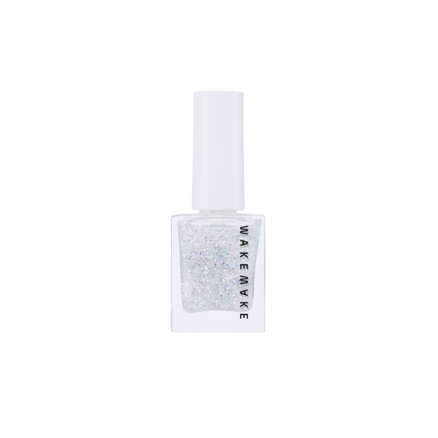Wakemake Nail Gun Glitter nails with shiny, glittery nail design on natural-looking nails for a stylish manicure.