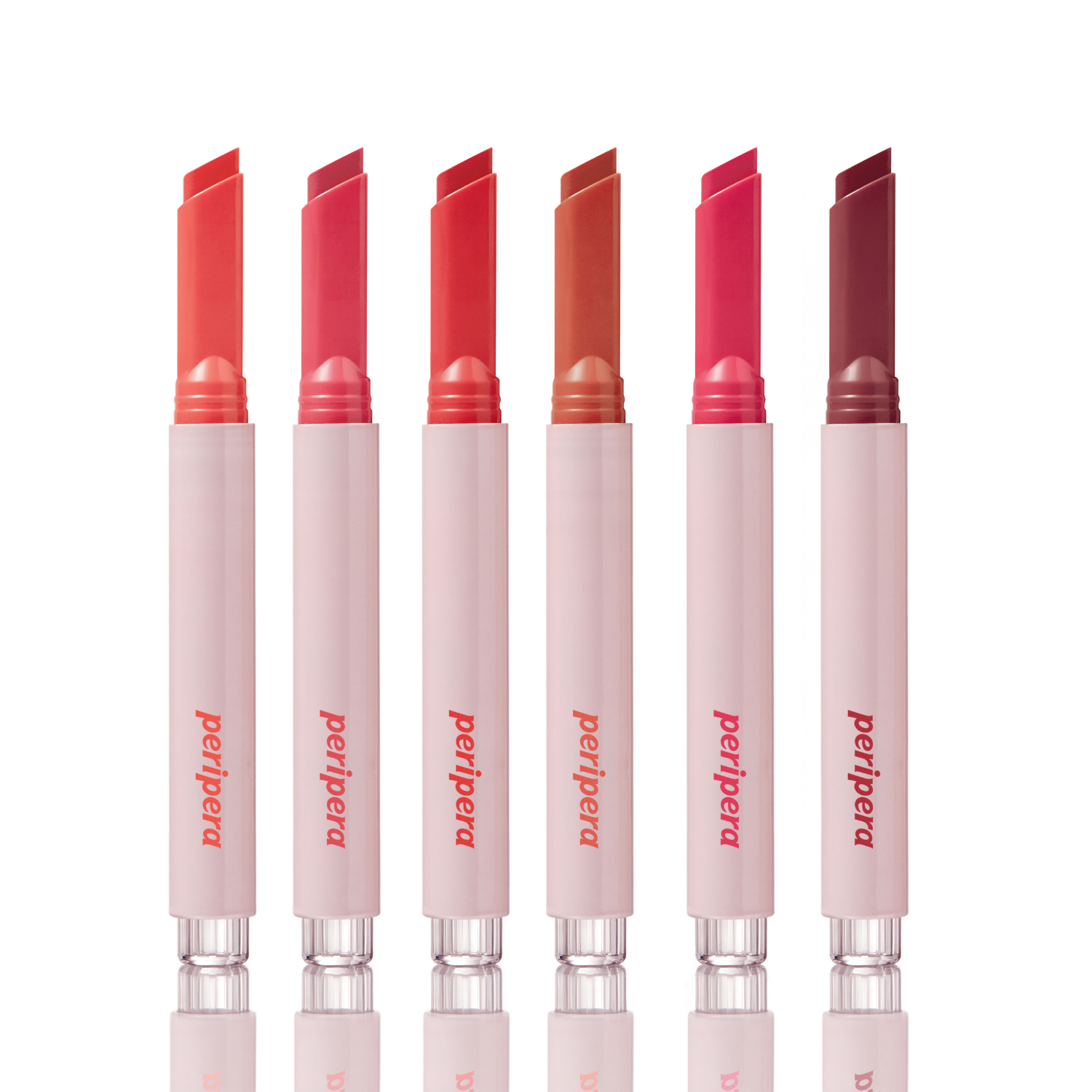 Peripera Heart Jam Glow Lipstick in shade 17, showing a vibrant pink lipstick bullet with glossy finish.