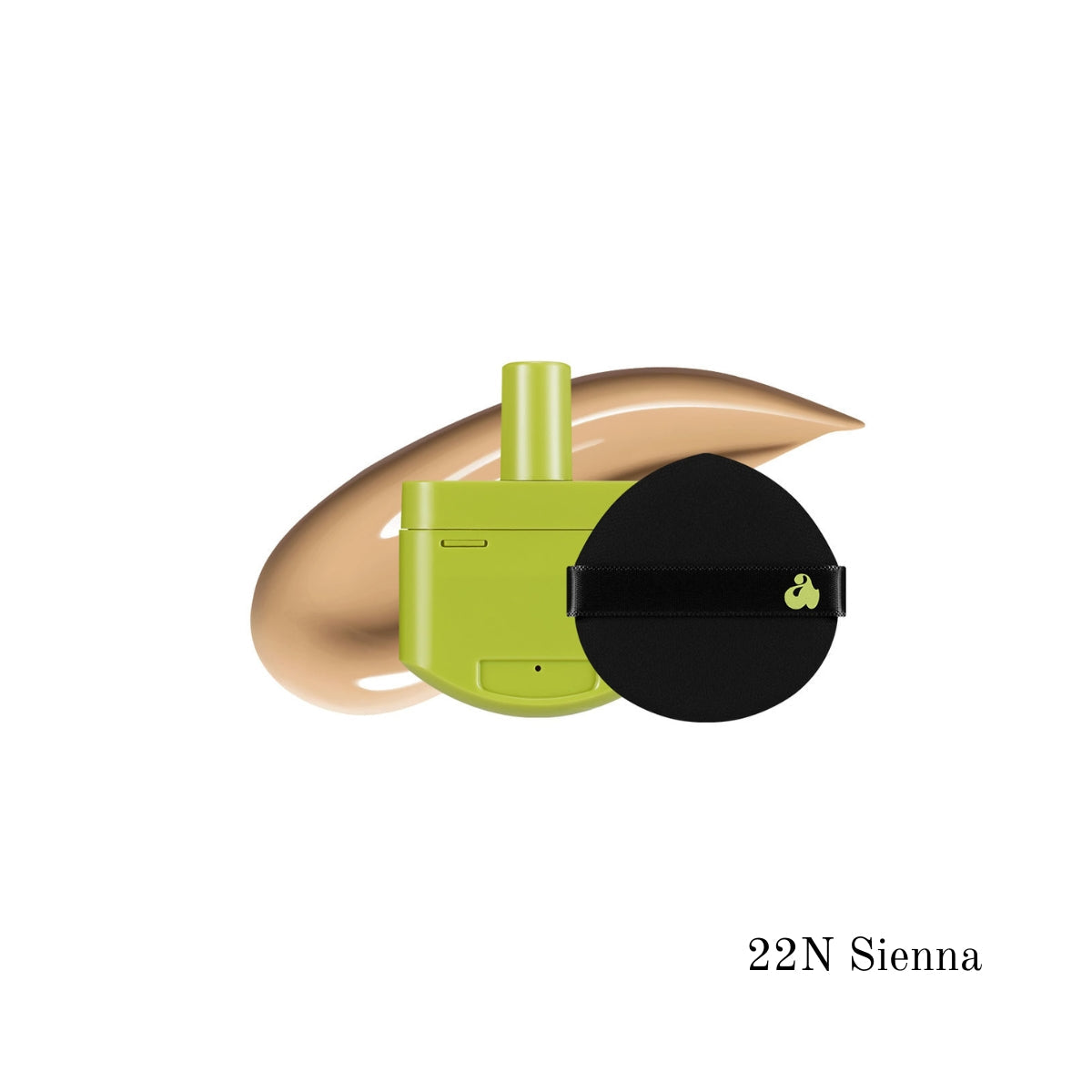 Unleashia Satin Wear Healthy-Green Cushion foundation with a sleek compact, featuring a smooth, green-tinted cushion for natural glow.