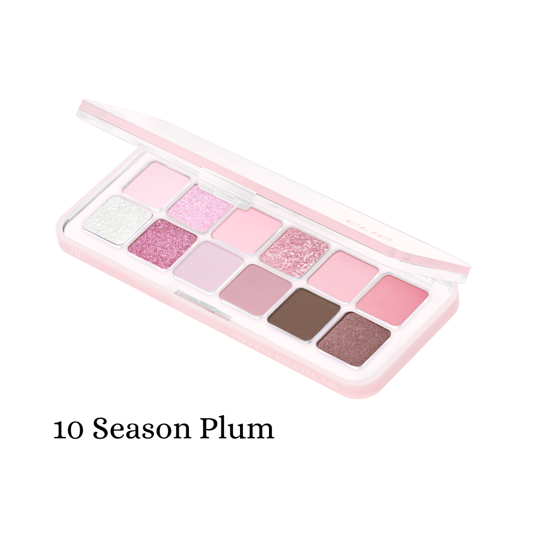 Clio Pro Eye Palette Air with vibrant fruit-inspired eyeshadow shades, featuring multiple colorful pans for creative eye looks.
