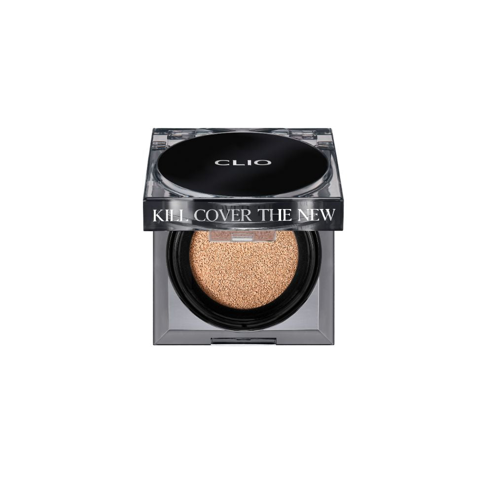 Clio Kill Cover The New Foundwear Cushion Mini, compact cushion foundation with sponge applicator in sleek packaging.
