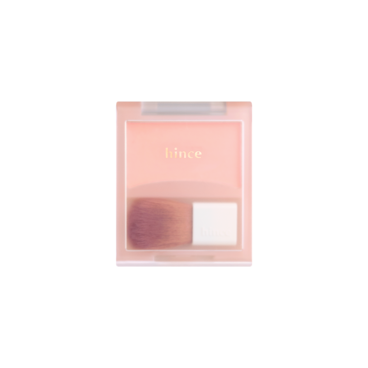 Hince Hug Layer Cheek Blush in a compact containing a soft pink powder blush on a reflective surface.