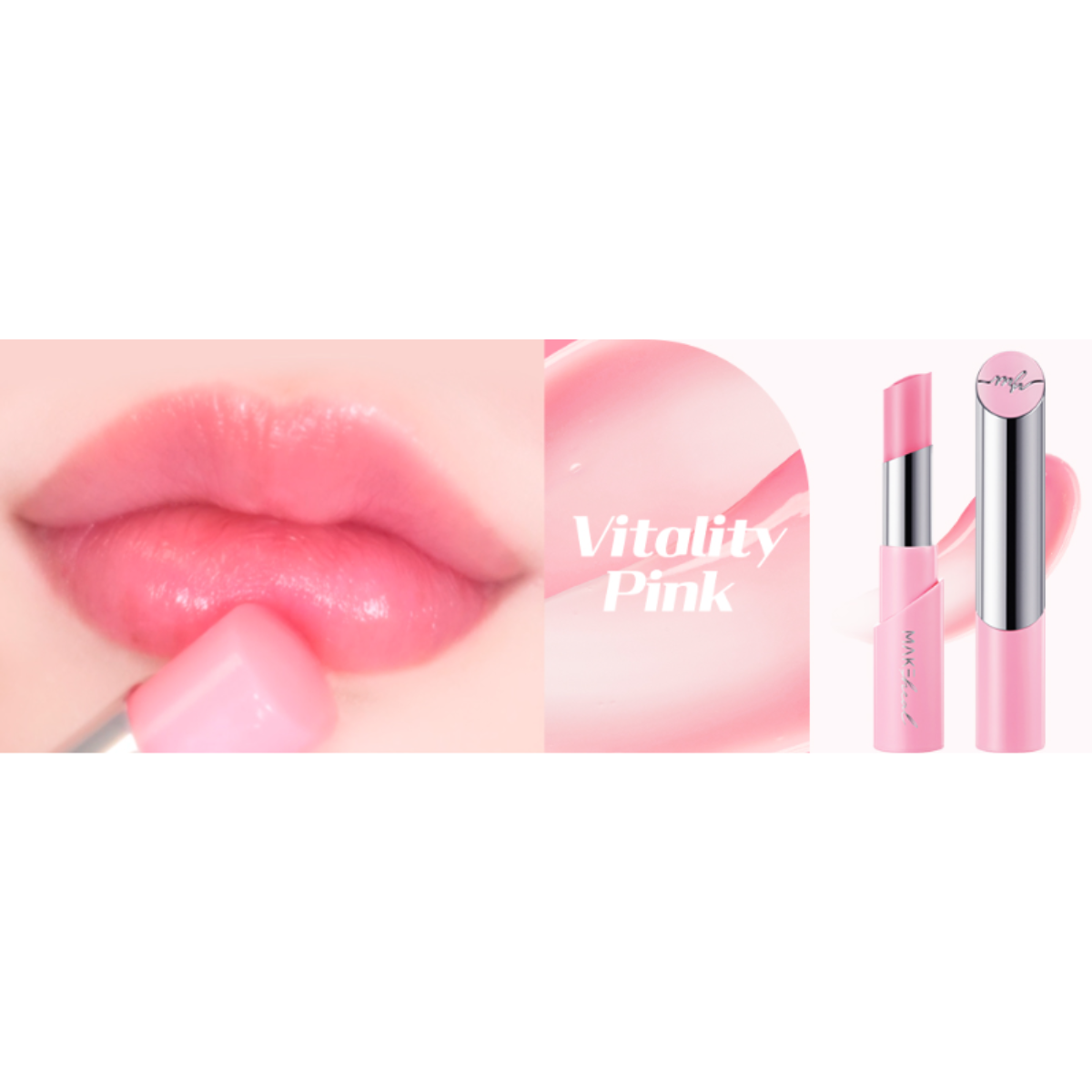 MAKEheal Collagen Tint Lip Glow lip tint applied on lips, showcasing natural color and glossy finish.