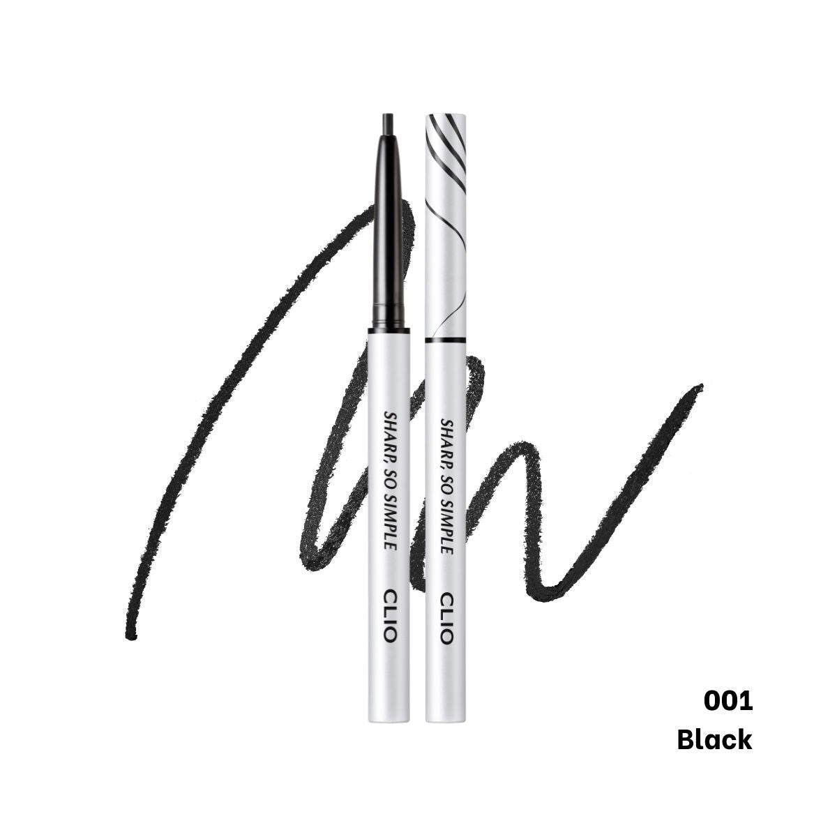 Clio Sharp So Simple Waterproof Pencil Eyeliner in black, featuring a sleek, portable pencil design with a sharpened tip for precise application.