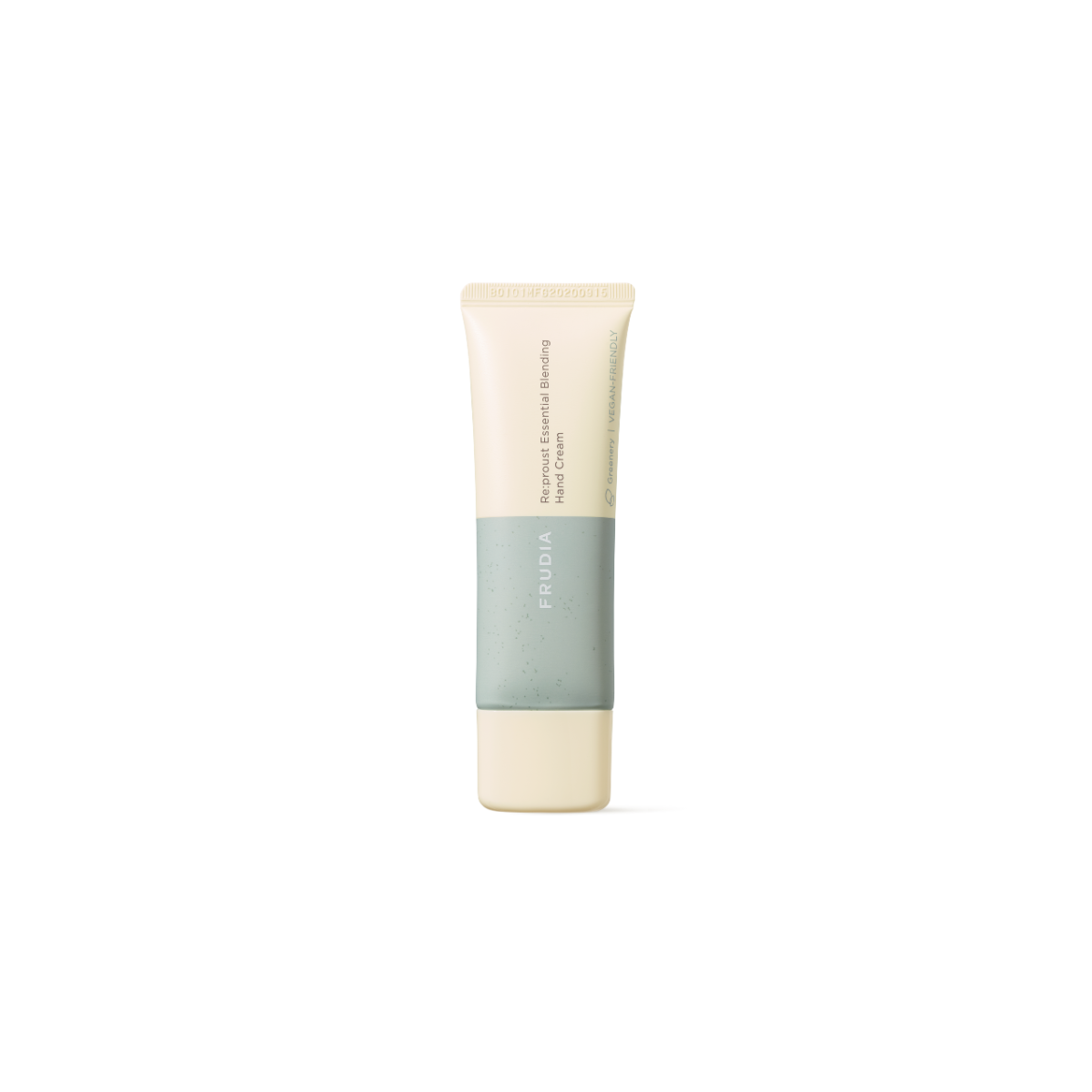 Frudia Re:proust Essential Blending Hand Cream Greenery in 50g tube, featuring natural botanical ingredients and smooth texture.